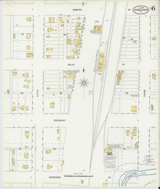 Sanborn Fire Insurance Map from Kingfisher, Kingfisher County, Oklahoma (1898), Sheet #0006 - Historic Sanborn Fire Insurance Map Print, vintage old map wall art, antique decor, genealogy gift, Oklahoma Oklahoma map