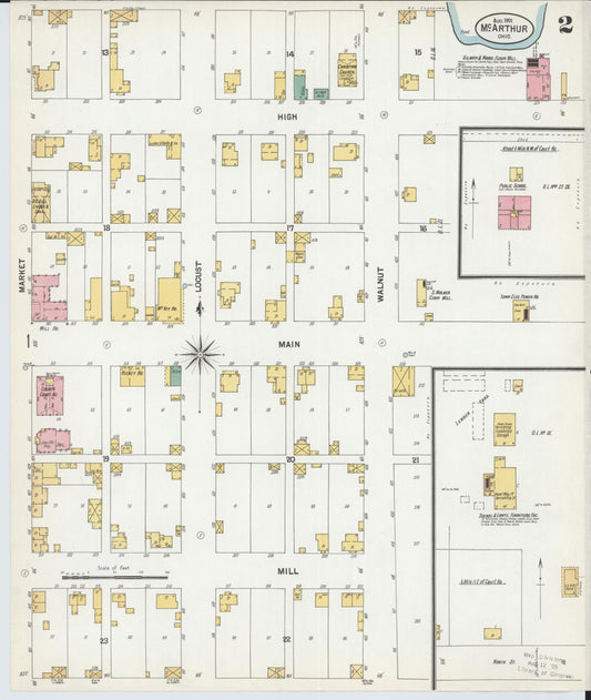 Sanborn Fire Insurance Map from McArthur, Vinton County, Ohio (1901), Sheet #0002 - Historic Sanborn Fire Insurance Map Print, vintage old map wall art, antique decor, genealogy gift, Ohio Ohio map