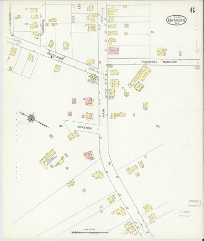 Sanborn Fire Insurance Map from Matawan, Monmouth County, New Jersey (1914), Sheet #0006 - Complete Map Set gallery image, historic Sanborn map, vintage wall art, New Jersey New Jersey