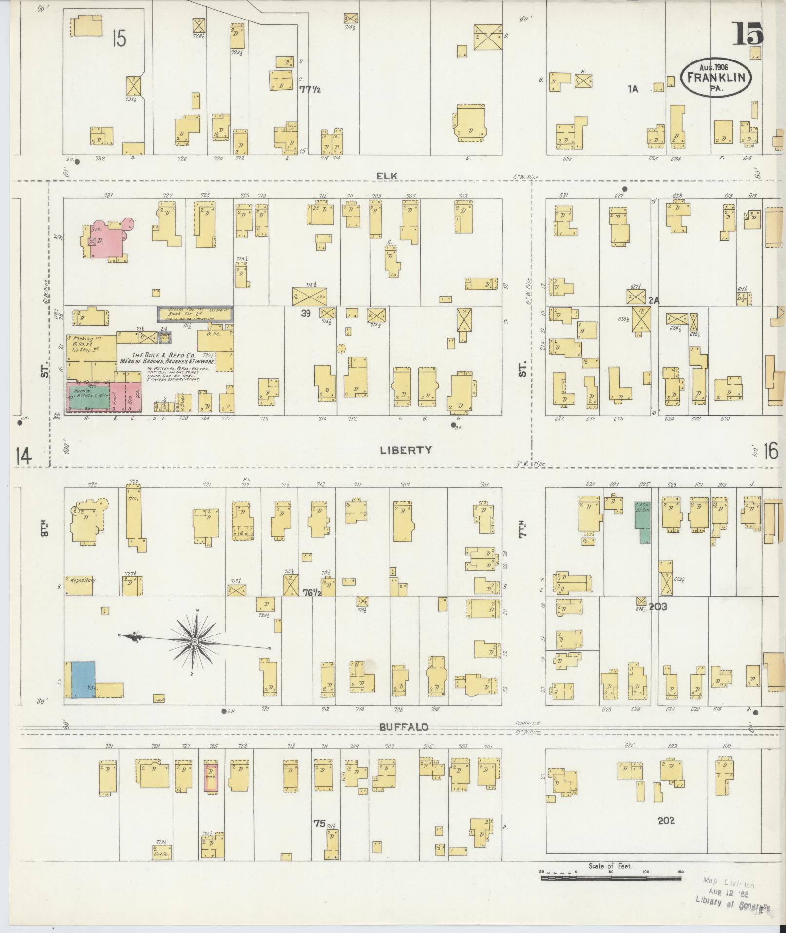 Sanborn Fire Insurance Map from Franklin, Venango County, Pennsylvania (1906), Sheet #0015 - Historic Sanborn Fire Insurance Map Print, vintage old map wall art, antique decor, genealogy gift, Pennsylvania Pennsylvania map