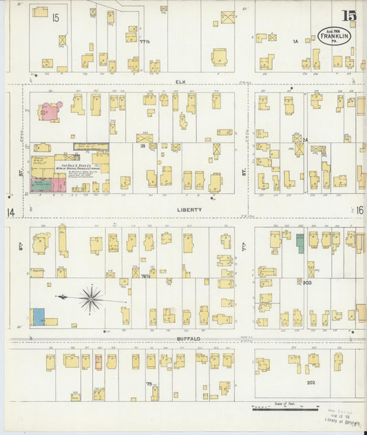Sanborn Fire Insurance Map from Franklin, Venango County, Pennsylvania (1906), Sheet #0015 - Historic Sanborn Fire Insurance Map Print, vintage old map wall art, antique decor, genealogy gift, Pennsylvania Pennsylvania map