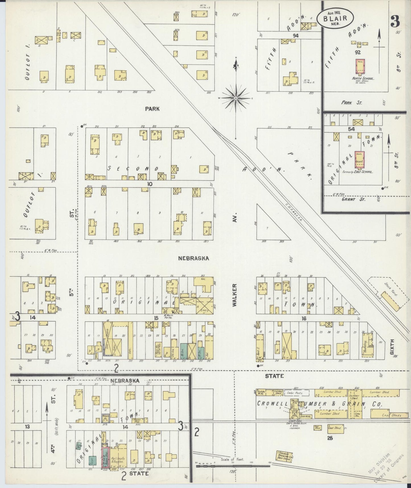 Sanborn Fire Insurance Map from Blair, Washington County, Nebraska (1902), Sheet #0003 - Historic Sanborn Fire Insurance Map Print, vintage old map wall art, antique decor, genealogy gift, Nebraska Nebraska map