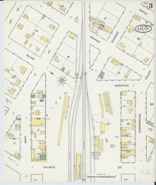 Sanborn Fire Insurance Map from Galva, Henry County, Illinois (1892), Sheet #0003 - Historic Sanborn Fire Insurance Map Print, vintage old map wall art, antique decor, genealogy gift, Illinois Illinois map
