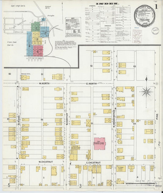 Sanborn Fire Insurance Map from Freeland, Luzerne County, Pennsylvania (1900), Sheet #0001 - Historic Sanborn Fire Insurance Map Print, vintage old map wall art, antique decor, genealogy gift, Pennsylvania Pennsylvania map
