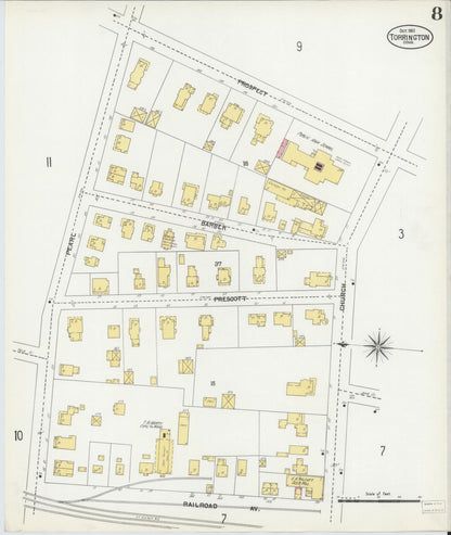 Sanborn Fire Insurance Map from Torrington, Litchfield County, Connecticut (1901), Sheet #0008 - Complete Map Set gallery image, historic Sanborn map, vintage wall art, Connecticut Connecticut
