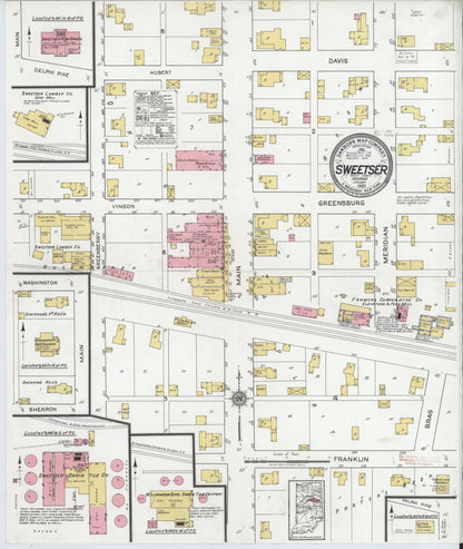 Sanborn Fire Insurance Map from Sweetser, Grant County, Indiana (1920), Sheet #0001 - Historic Sanborn Fire Insurance Map Print, vintage old map wall art, antique decor, genealogy gift, Indiana Indiana map