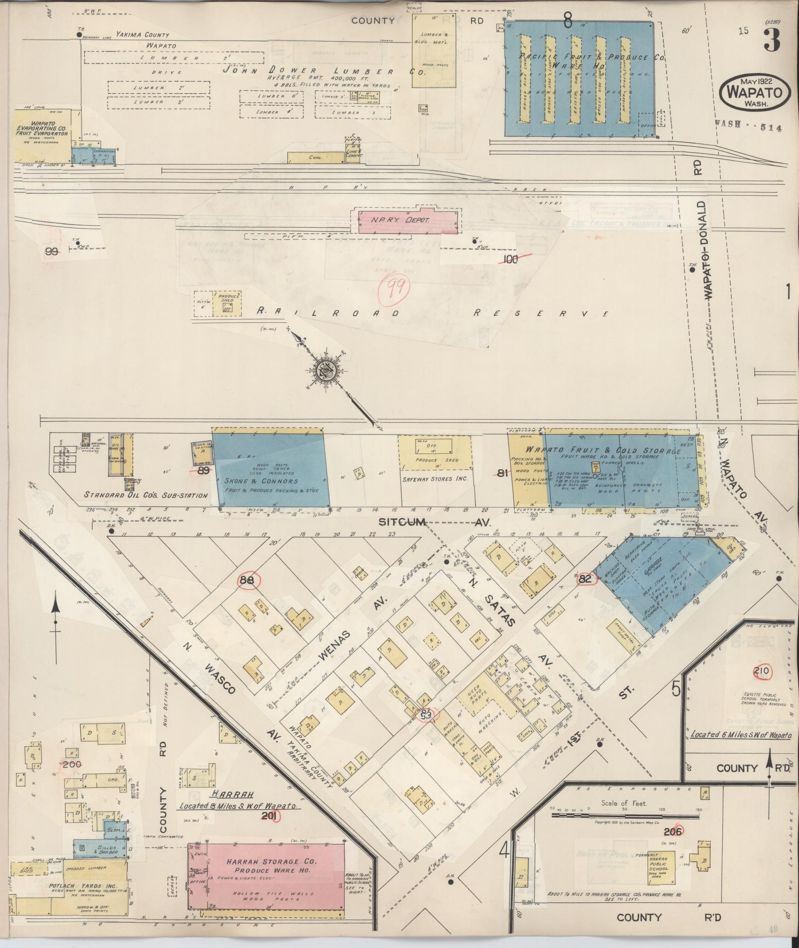 Sanborn Fire Insurance Map from Wapato, Yakima County, Washington (1941), Sheet #0003 - Complete Map Set gallery image, historic Sanborn map, vintage wall art, Washington Washington