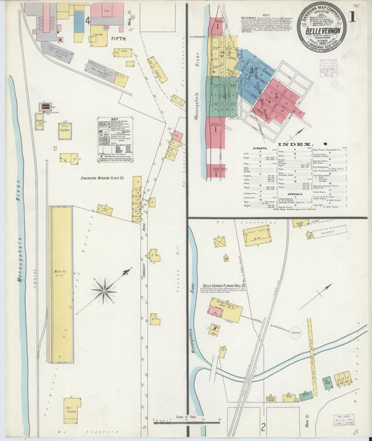 Sanborn Fire Insurance Map from Belle Vernon, Fayette County, Pennsylvania (1905), Sheet #0001 - Historic Sanborn Fire Insurance Map Print, vintage old map wall art, antique decor, genealogy gift, Pennsylvania Pennsylvania map