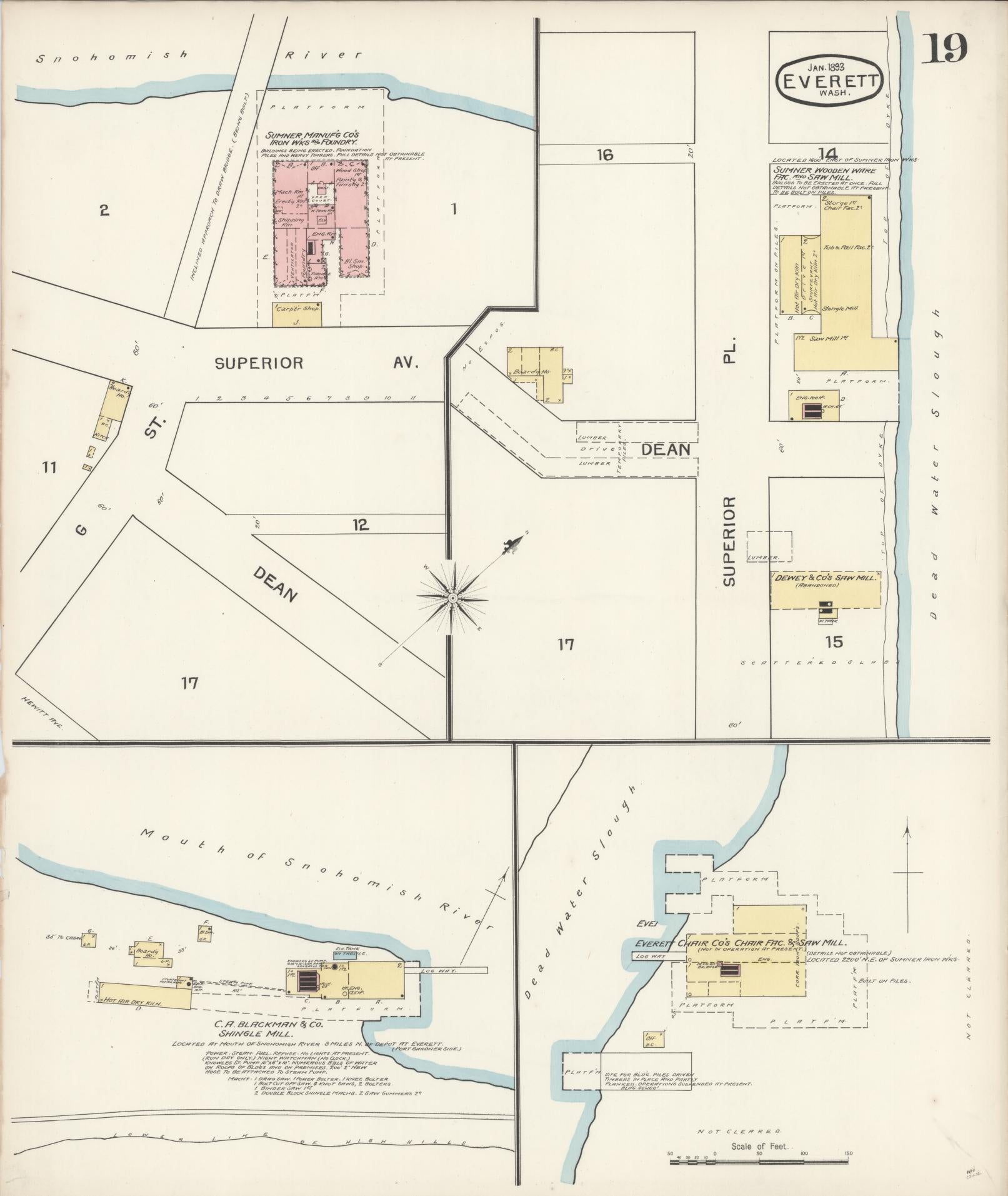 Sanborn Fire Insurance Map from Everett, Snohomish County, Washington (1893), Sheet #0018 - Complete Map Set gallery image, historic Sanborn map, vintage wall art, Washington Washington