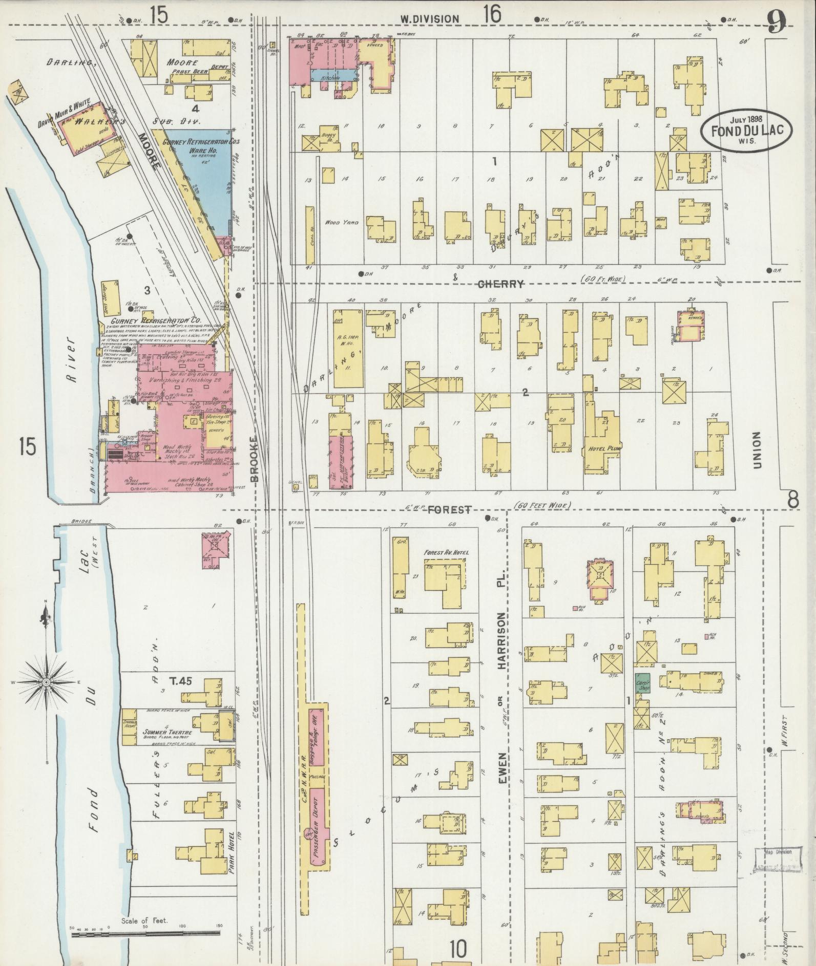Sanborn Fire Insurance Map from Fond du Lac, Fond du Lac County, Wisconsin (1898), Sheet #0009 - Complete Map Set gallery image, historic Sanborn map, vintage wall art, Wisconsin Wisconsin