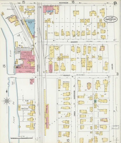 Sanborn Fire Insurance Map from Fond du Lac, Fond du Lac County, Wisconsin (1898), Sheet #0009 - Complete Map Set gallery image, historic Sanborn map, vintage wall art, Wisconsin Wisconsin