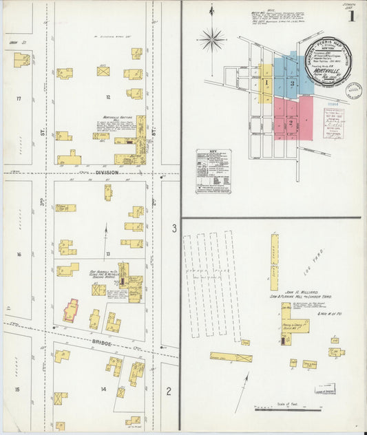Sanborn Fire Insurance Map from Northville, Fulton County, New York (1900), Sheet #0001 - Historic Sanborn Fire Insurance Map Print, vintage old map wall art, antique decor, genealogy gift, New York New York map