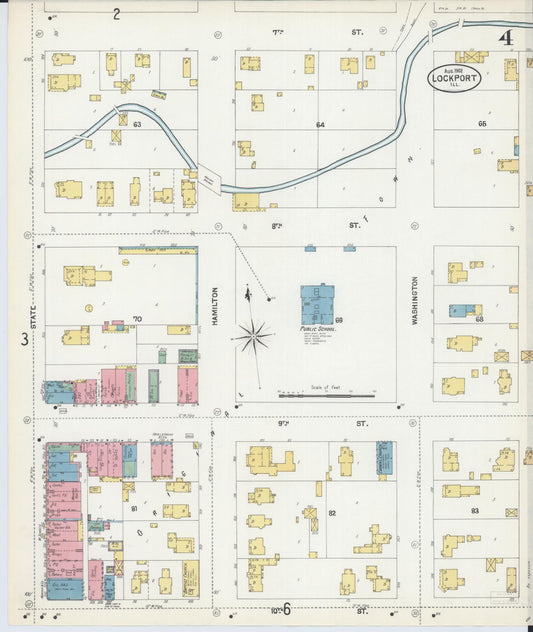 Sanborn Fire Insurance Map from Lockport, Will County, Illinois (1902), Sheet #0004 - Historic Sanborn Fire Insurance Map Print, vintage old map wall art, antique decor, genealogy gift, Illinois Illinois map