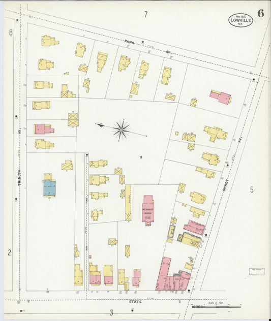 Sanborn Fire Insurance Map from Lowville, Lewis County, New York (1902), Sheet #0006 - Historic Sanborn Fire Insurance Map Print, vintage old map wall art, antique decor, genealogy gift, New York New York map