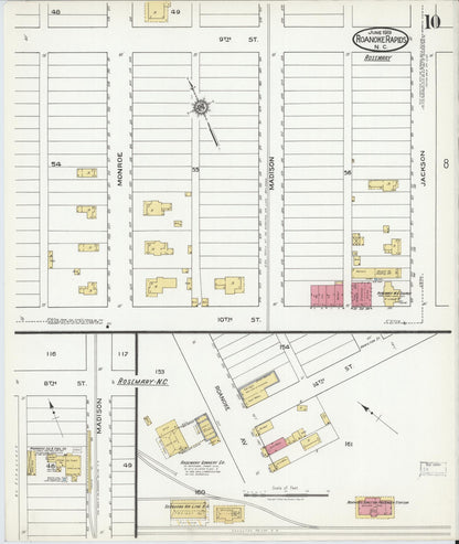 Sanborn Fire Insurance Map from Roanoke Rapids, Halifax County, North Carolina (1919), Sheet #0010 - Complete Map Set gallery image, historic Sanborn map, vintage wall art, North Carolina North Carolina