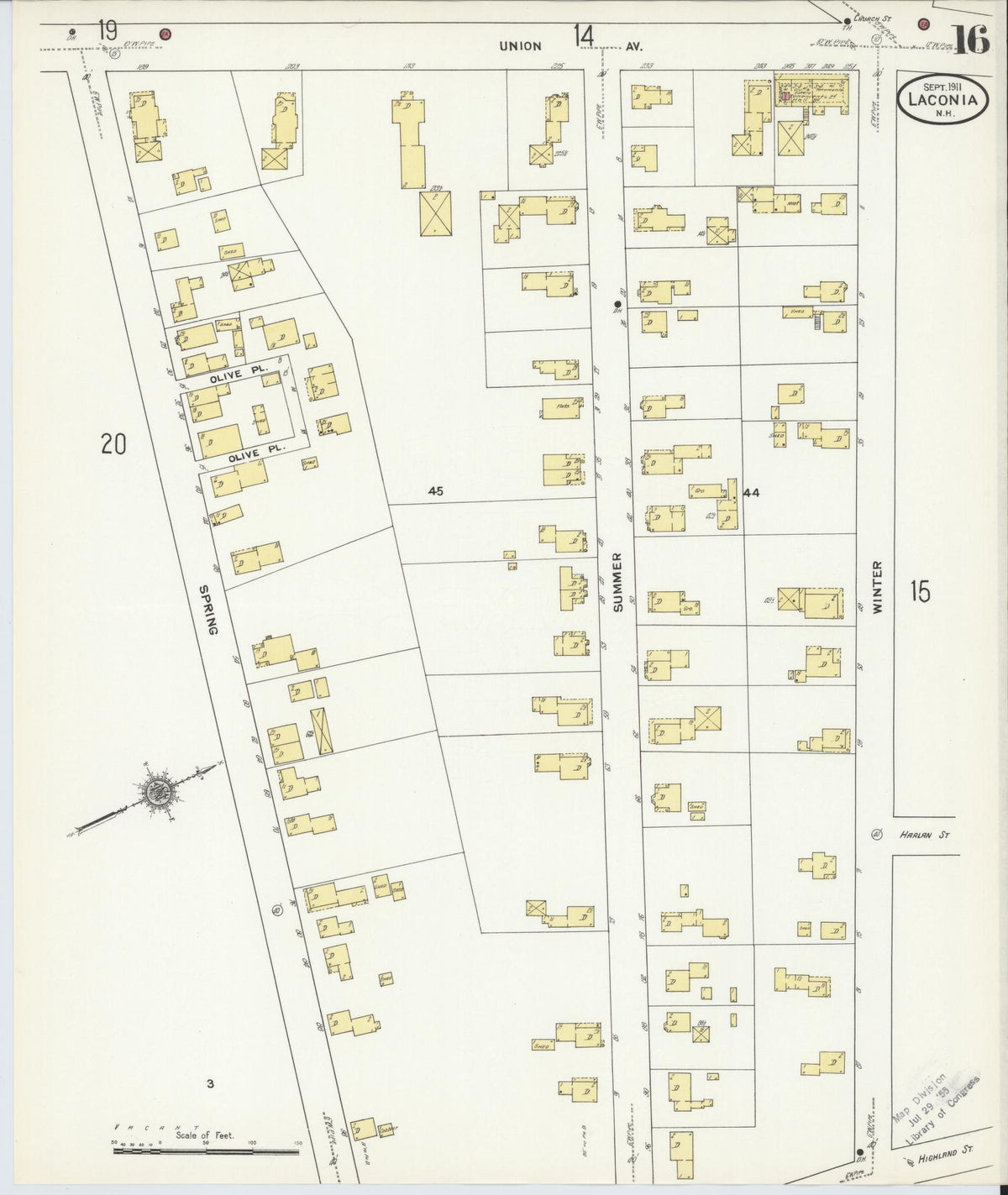 Sanborn Fire Insurance Map from Laconia, Belknap County, New Hampshire (1911), Sheet #0016 - Complete Map Set gallery image, historic Sanborn map, vintage wall art, New Hampshire New Hampshire
