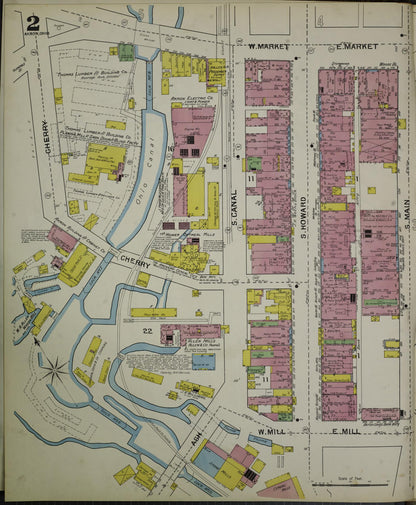 Sanborn Fire Insurance Map from Akron, Summit County, Ohio (1892), Sheet #0002 - Historic Sanborn Fire Insurance Map Print, vintage old map wall art, antique decor, genealogy gift, Ohio Ohio map