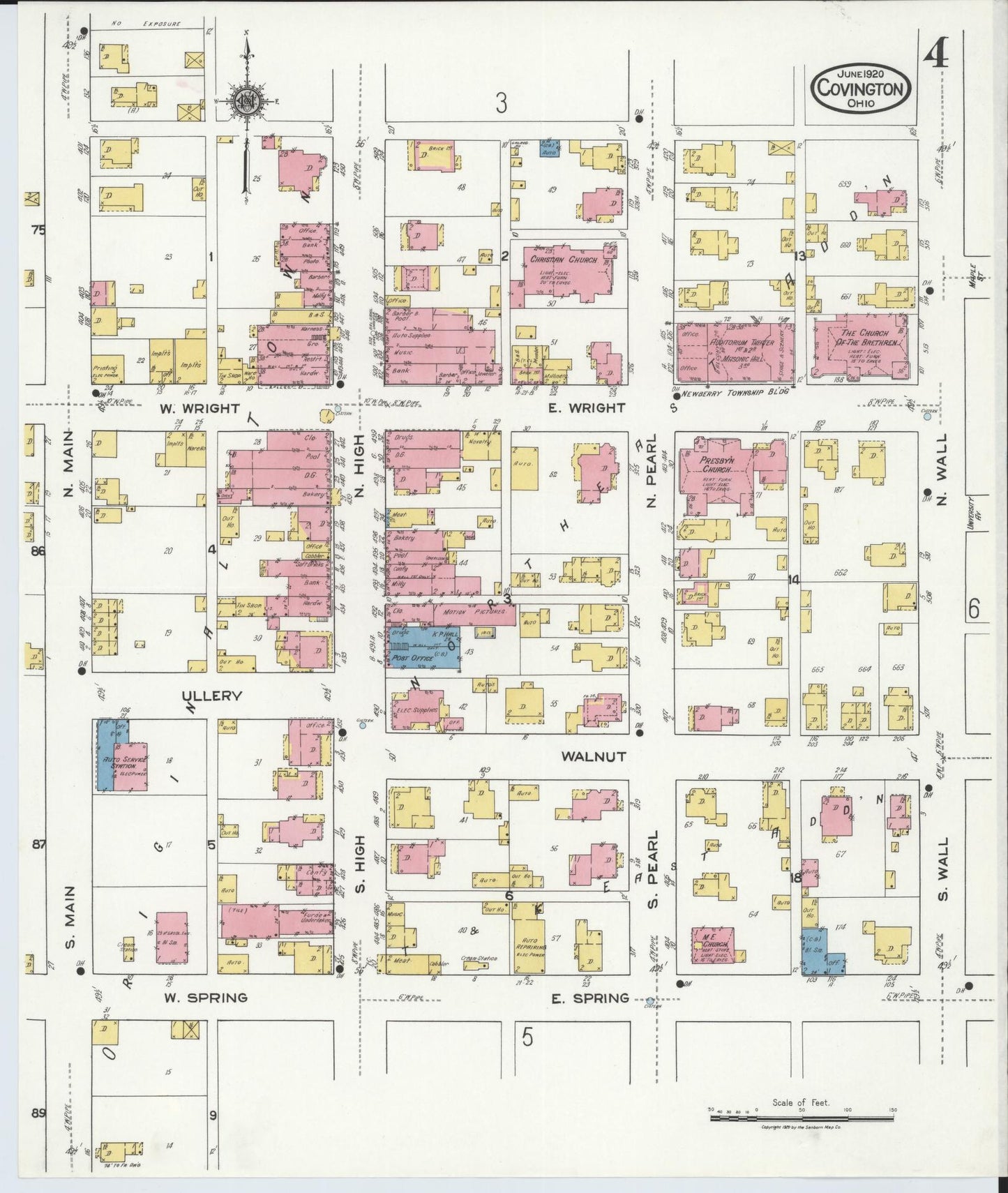 Sanborn Fire Insurance Map from Covington, Miami County, Ohio (1920), Sheet #0004 - Historic Sanborn Fire Insurance Map Print, vintage old map wall art, antique decor, genealogy gift, Ohio Ohio map