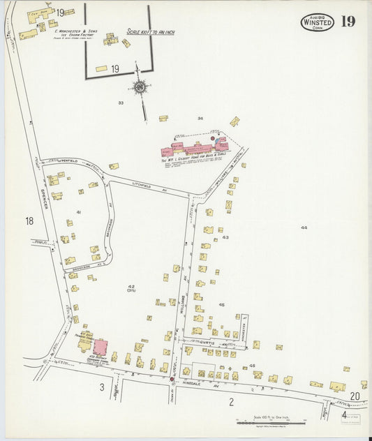 Sanborn Fire Insurance Map from Winsted, Litchfield County, Connecticut (1919), Sheet #0019 - Historic Sanborn Fire Insurance Map Print, vintage old map wall art, antique decor, genealogy gift, Connecticut Connecticut map