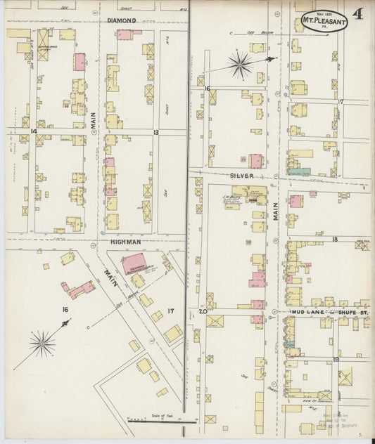 Sanborn Fire Insurance Map from Mount Pleasant, Westmoreland County, Pennsylvania (1891), Sheet #0004 - Historic Sanborn Fire Insurance Map Print, vintage old map wall art, antique decor, genealogy gift, Pennsylvania Pennsylvania map