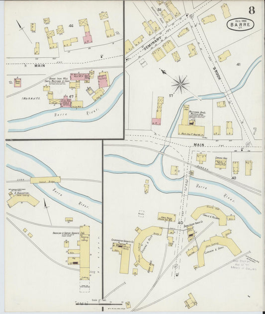 Sanborn Fire Insurance Map from Barre, Washington County, Vermont (1894), Sheet #0008 - Historic Sanborn Fire Insurance Map Print, vintage old map wall art, antique decor, genealogy gift, Vermont Vermont map