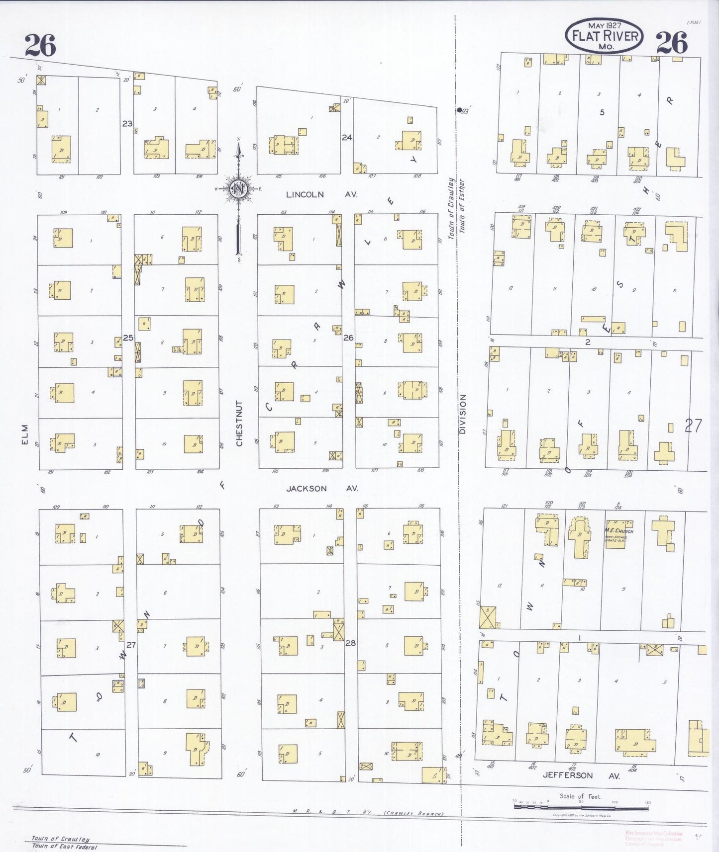 Sanborn Fire Insurance Map from Flat River, Saint Francois County, Missouri (1927), Sheet #0026 - Historic Sanborn Fire Insurance Map Print, vintage old map wall art, antique decor, genealogy gift, Missouri Missouri map