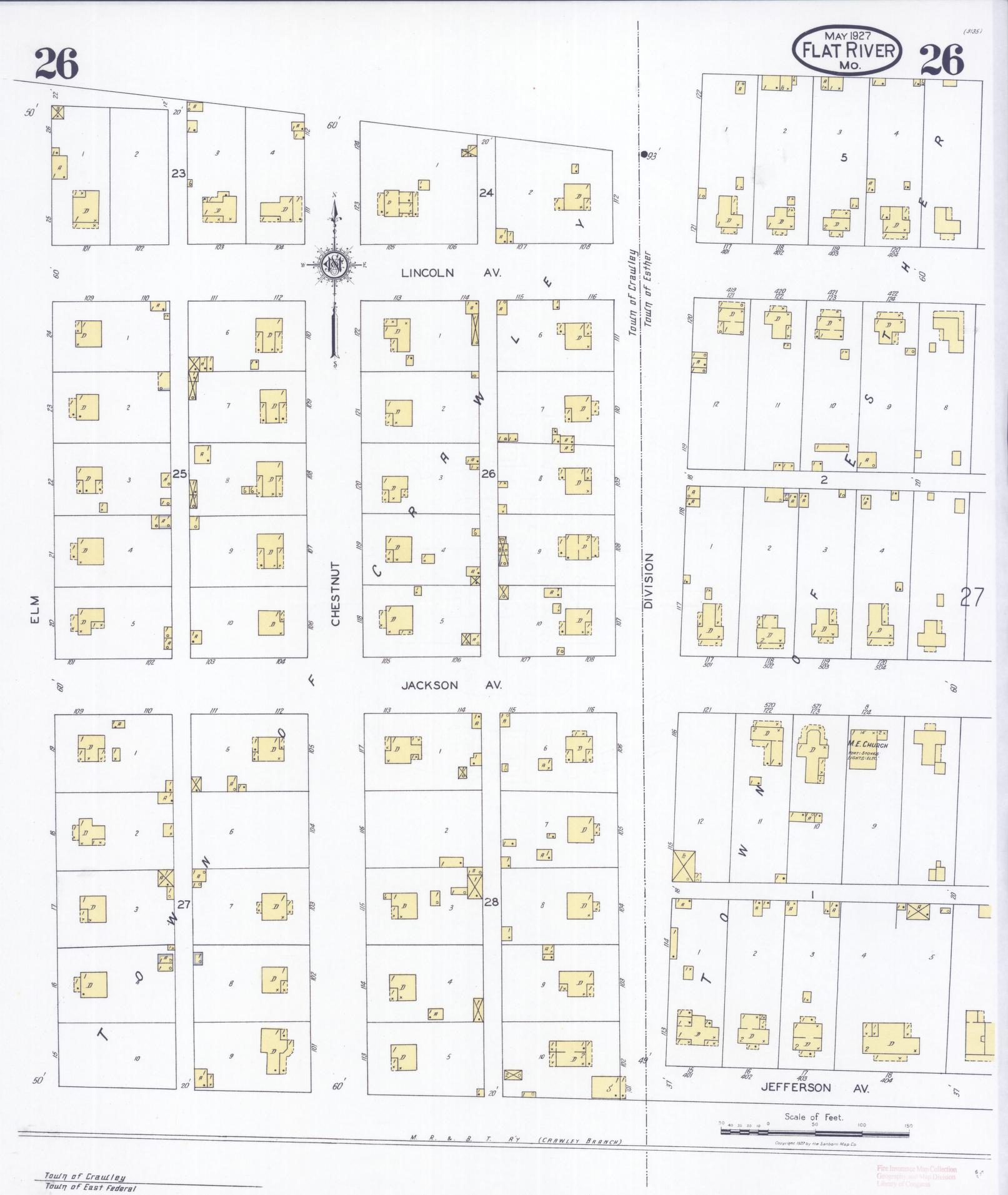 Sanborn Fire Insurance Map from Flat River, Saint Francois County, Missouri (1927), Sheet #0026 - Historic Sanborn Fire Insurance Map Print, vintage old map wall art, antique decor, genealogy gift, Missouri Missouri map