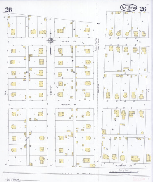 Sanborn Fire Insurance Map from Flat River, Saint Francois County, Missouri (1927), Sheet #0026 - Historic Sanborn Fire Insurance Map Print, vintage old map wall art, antique decor, genealogy gift, Missouri Missouri map