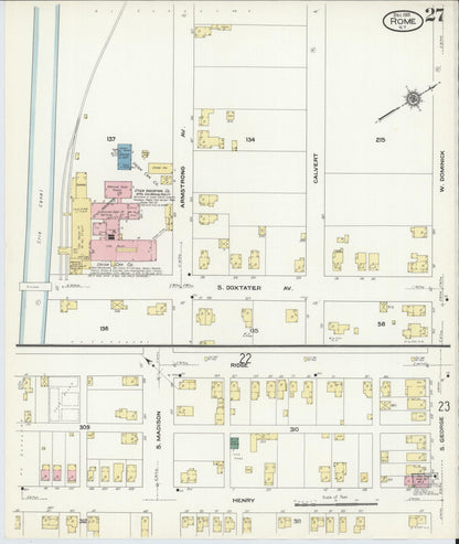 Sanborn Fire Insurance Map from Rome, Oneida County, New York (1909), Sheet #0027 - Historic Sanborn Fire Insurance Map Print, vintage old map wall art, antique decor, genealogy gift, New York New York map