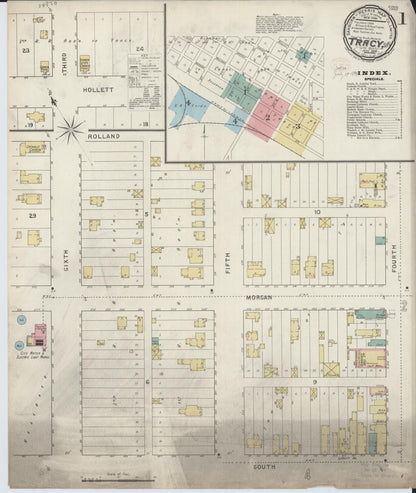 Sanborn Fire Insurance Map from Tracy, Lyon County, Minnesota (1894), Sheet #0001 - Historic Sanborn Fire Insurance Map Print, vintage old map wall art, antique decor, genealogy gift, Minnesota Minnesota map