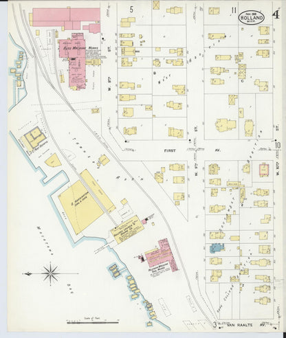 Sanborn Fire Insurance Map from Holland, Ottawa County, Michigan (1908), Sheet #0004 - Complete Map Set gallery image, historic Sanborn map, vintage wall art, Michigan Michigan