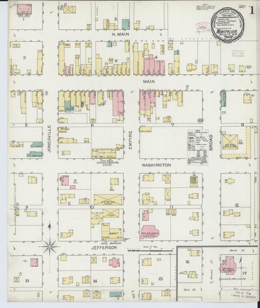 Sanborn Fire Insurance Map from Montpelier, Williams County, Ohio (1893), Sheet #0001 - Complete Map Set gallery image, historic Sanborn map, vintage wall art, Ohio Ohio