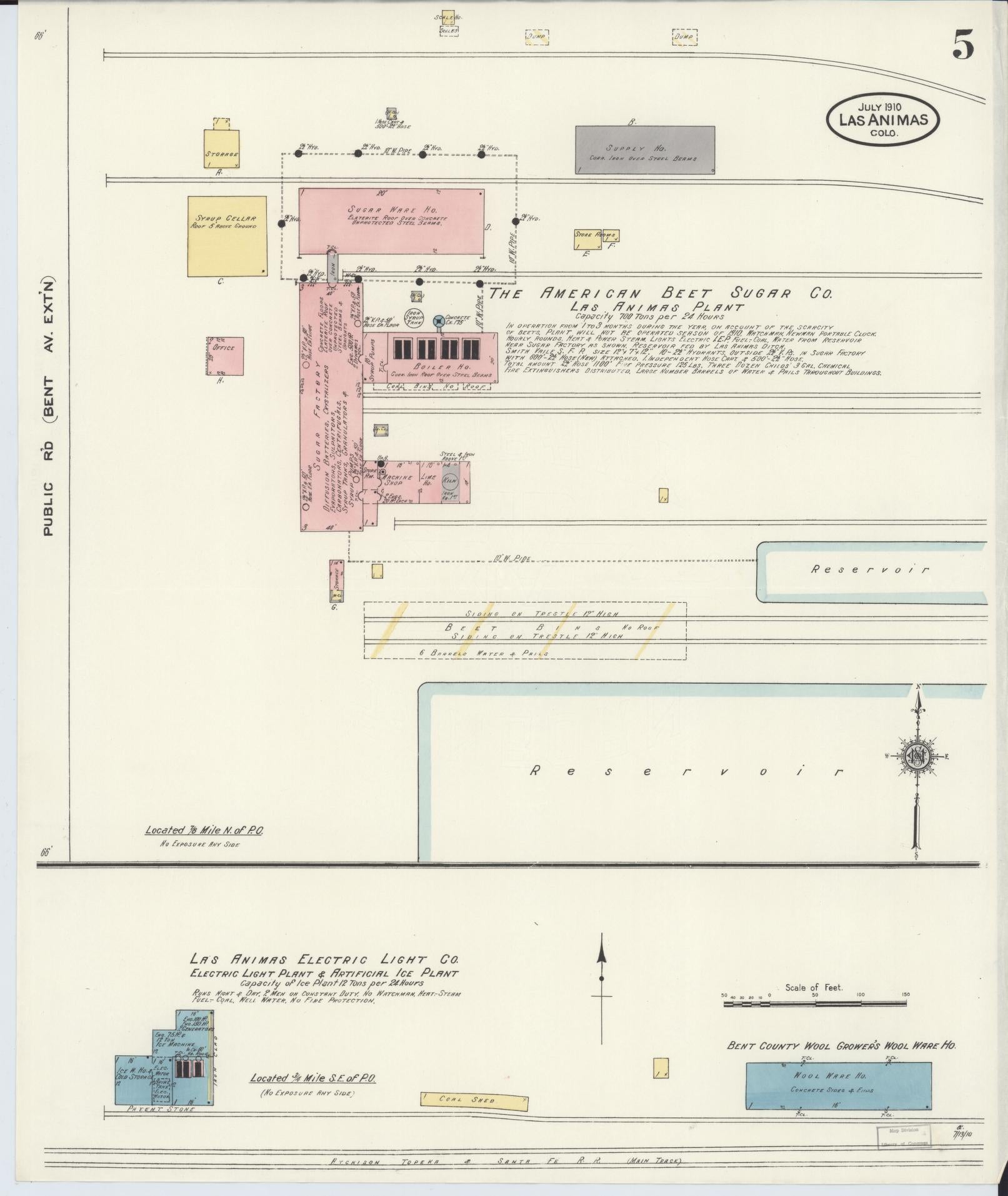 Sanborn Fire Insurance Map from Las Animas, Bent County, Colorado (1910), Sheet #0005 - Historic Sanborn Fire Insurance Map Print, vintage old map wall art, antique decor, genealogy gift, Colorado Colorado map