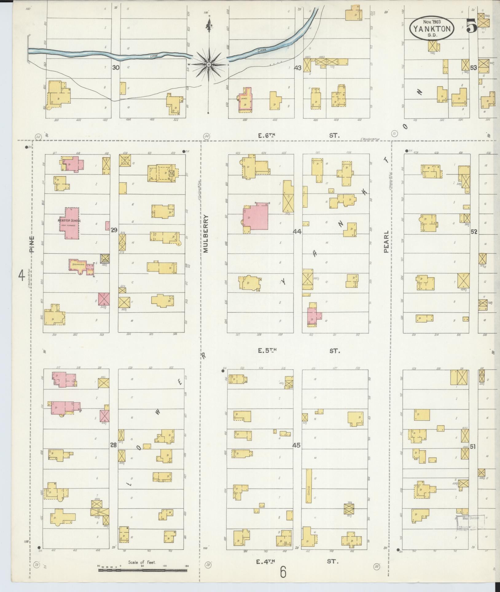 Sanborn Fire Insurance Map from Yankton, Yankton County, South Dakota (1903), Sheet #0004 - Complete Map Set gallery image, historic Sanborn map, vintage wall art, South Dakota South Dakota