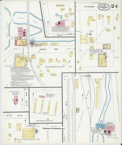 Sanborn Fire Insurance Map from Faribault, Rice County, Minnesota (1909), Sheet #0024 - Complete Map Set gallery image, historic Sanborn map, vintage wall art, Minnesota Minnesota
