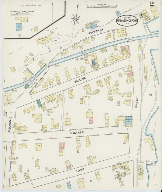 Sanborn Fire Insurance Map from Hammondsport, Steuben County, New York (1887), Sheet #0002 - Historic Sanborn Fire Insurance Map Print, vintage old map wall art, antique decor, genealogy gift, New York New York map