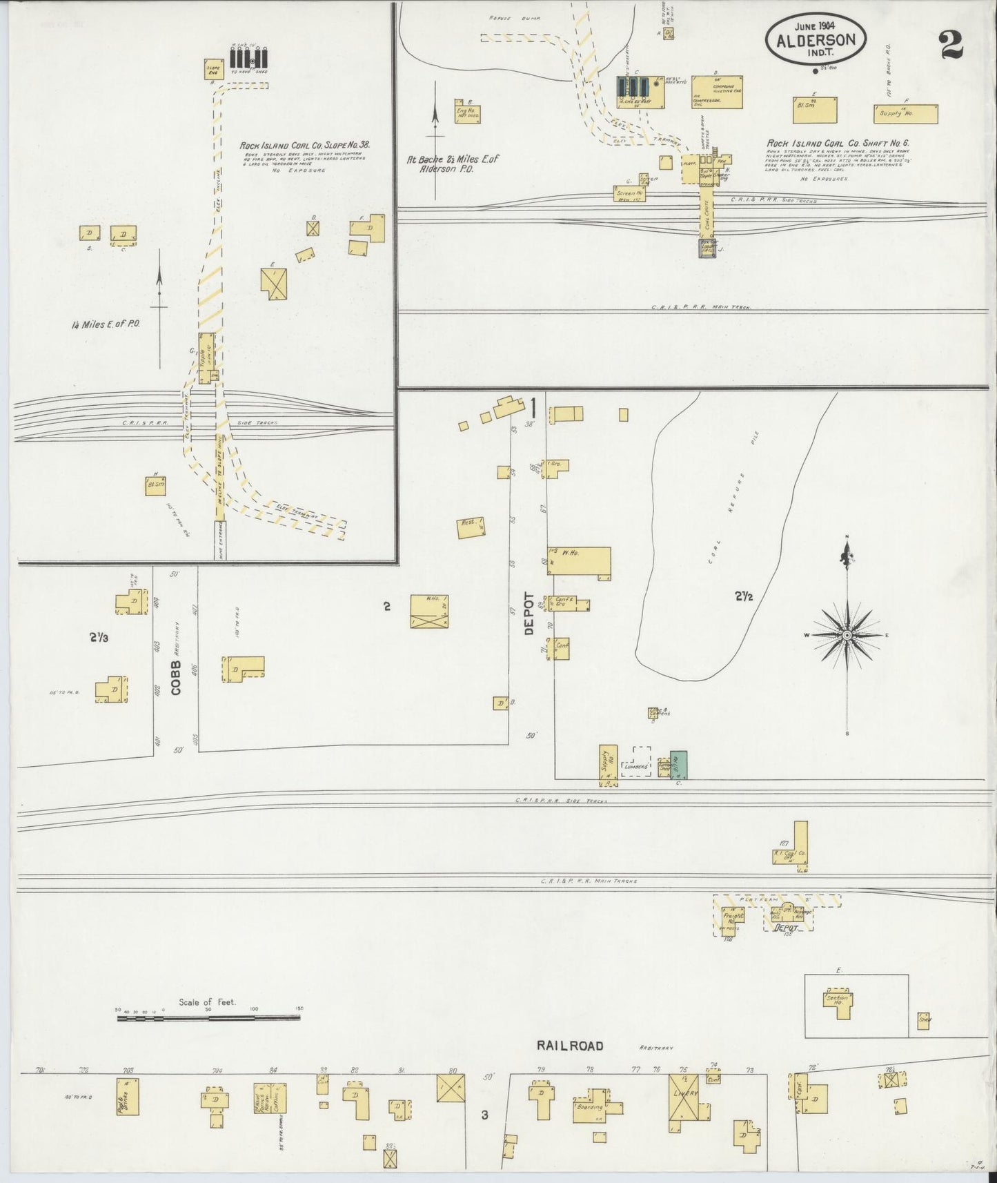 Sanborn Fire Insurance Map from Alderson, Pittsburg County, Oklahoma (1904), Sheet #0002 - Complete Map Set gallery image, historic Sanborn map, vintage wall art, Oklahoma Oklahoma