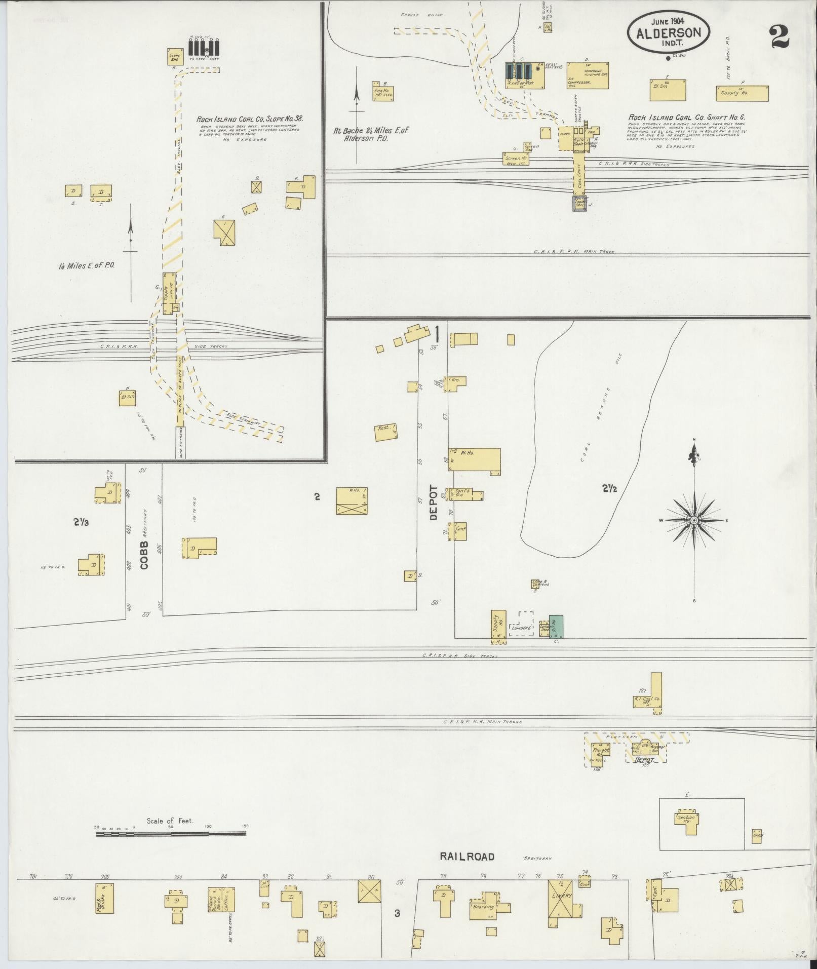 Sanborn Fire Insurance Map from Alderson, Pittsburg County, Oklahoma (1904), Sheet #0002 - Complete Map Set gallery image, historic Sanborn map, vintage wall art, Oklahoma Oklahoma