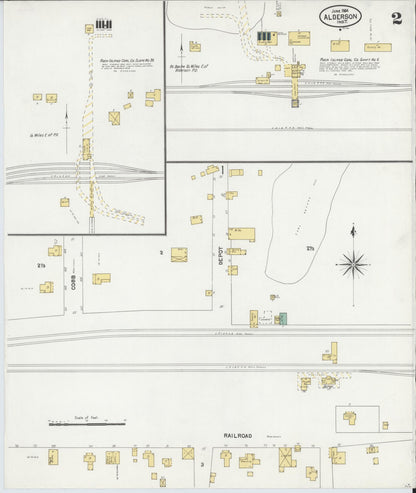 Sanborn Fire Insurance Map from Alderson, Pittsburg County, Oklahoma (1904), Sheet #0002 - Complete Map Set gallery image, historic Sanborn map, vintage wall art, Oklahoma Oklahoma