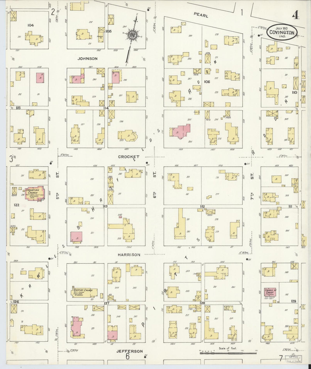 Sanborn Fire Insurance Map from Covington, Fountain County, Indiana (1910), Sheet #0004 - Historic Sanborn Fire Insurance Map Print, vintage old map wall art, antique decor, genealogy gift, Indiana Indiana map