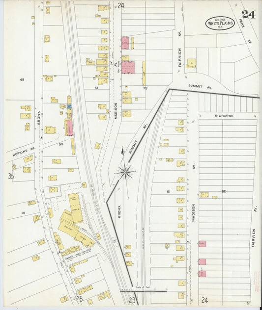 Sanborn Fire Insurance Map from White Plains, Westchester County, New York (1905), Sheet #0024 - Historic Sanborn Fire Insurance Map Print, vintage old map wall art, antique decor, genealogy gift, New York New York map