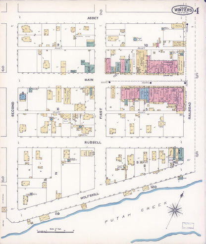 Sanborn Fire Insurance Map from Winters, Yolo County, California (1893), Sheet #0004 - Complete Map Set gallery image, historic Sanborn map, vintage wall art, California California
