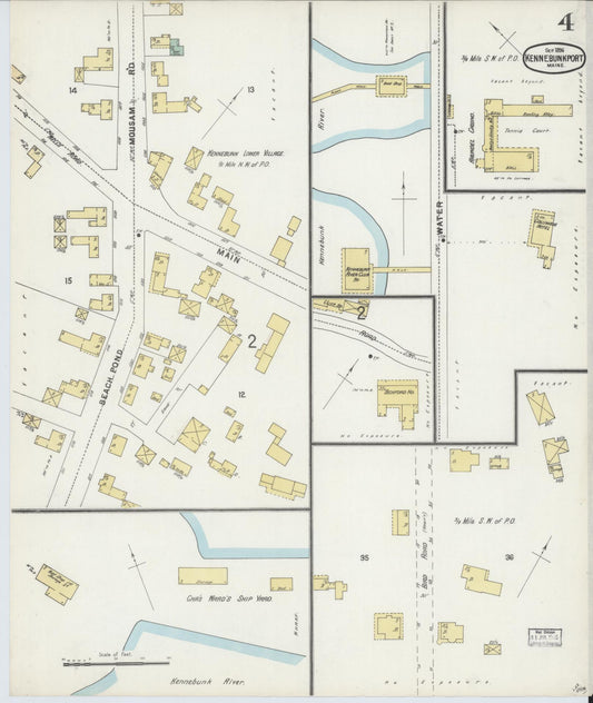 Sanborn Fire Insurance Map from Kennebunkport, York County, Maine (1896), Sheet #0004 - Historic Sanborn Fire Insurance Map Print, vintage old map wall art, antique decor, genealogy gift, Maine Maine map
