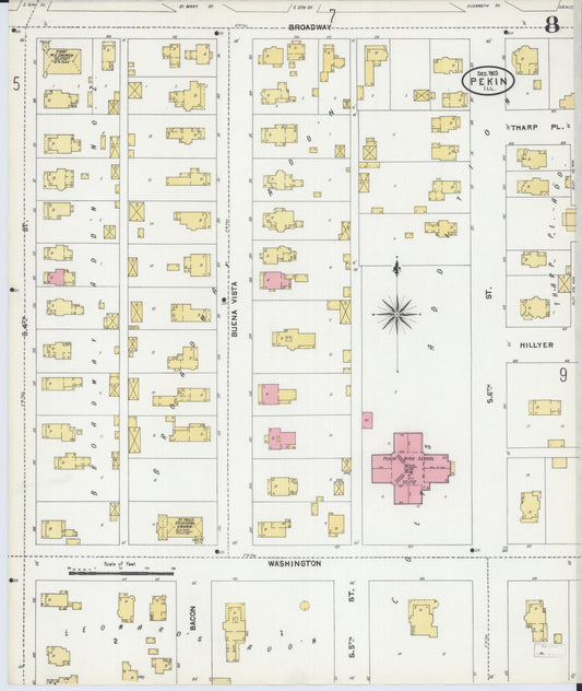 Sanborn Fire Insurance Map from Pekin, Tazewell County, Illinois (1903), Sheet #0008 - Historic Sanborn Fire Insurance Map Print, vintage old map wall art, antique decor, genealogy gift, Illinois Illinois map