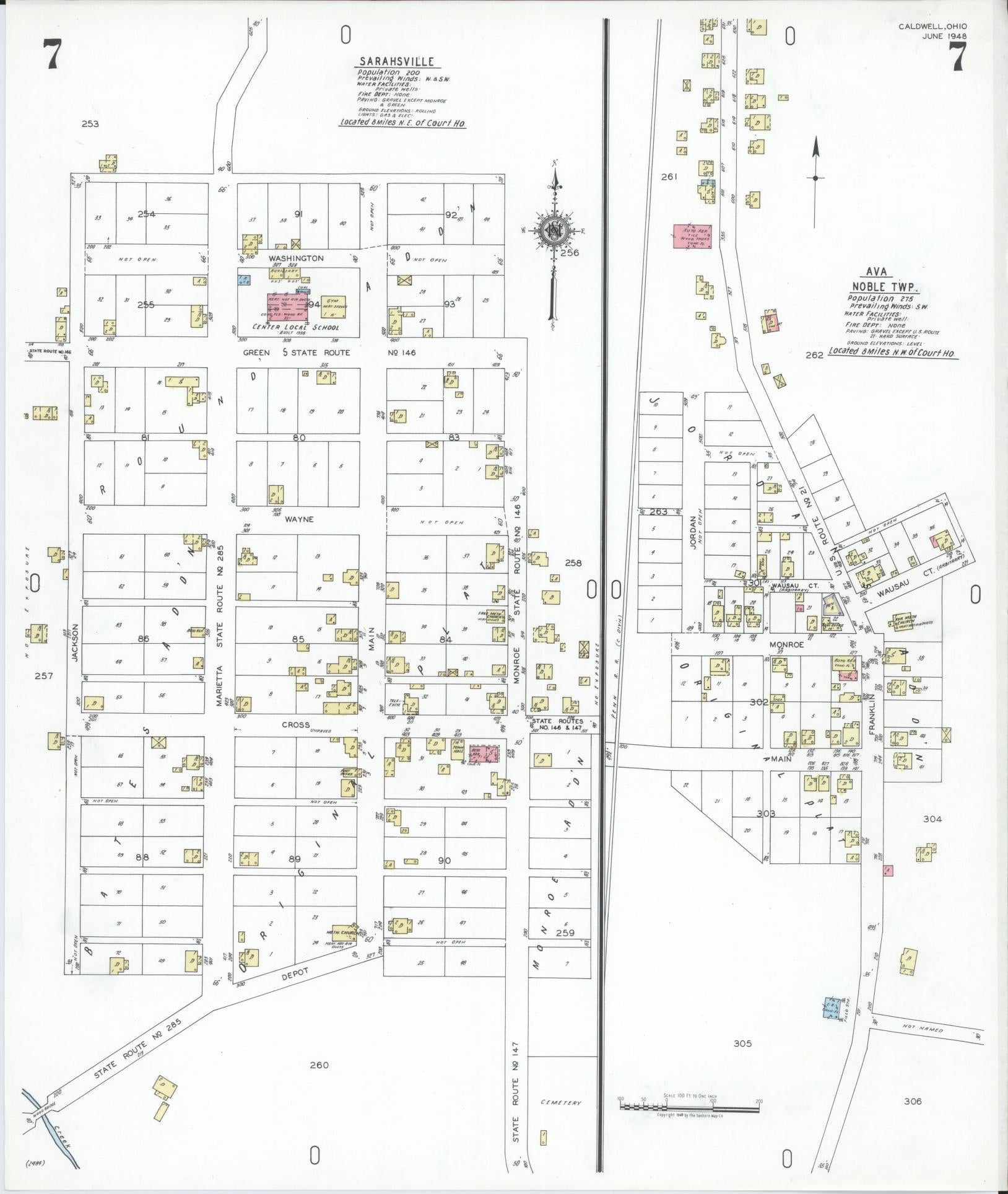 Sanborn Fire Insurance Map from Caldwell, Noble County, Ohio (1948), Sheet #0007 - Complete Map Set gallery image, historic Sanborn map, vintage wall art, Ohio Ohio