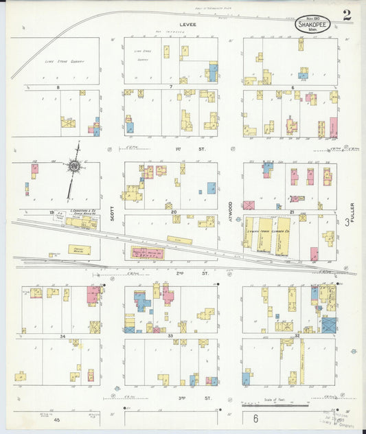 Sanborn Fire Insurance Map from Shakopee, Scott County, Minnesota (1910), Sheet #0002 - Historic Sanborn Fire Insurance Map Print, vintage old map wall art, antique decor, genealogy gift, Minnesota Minnesota map