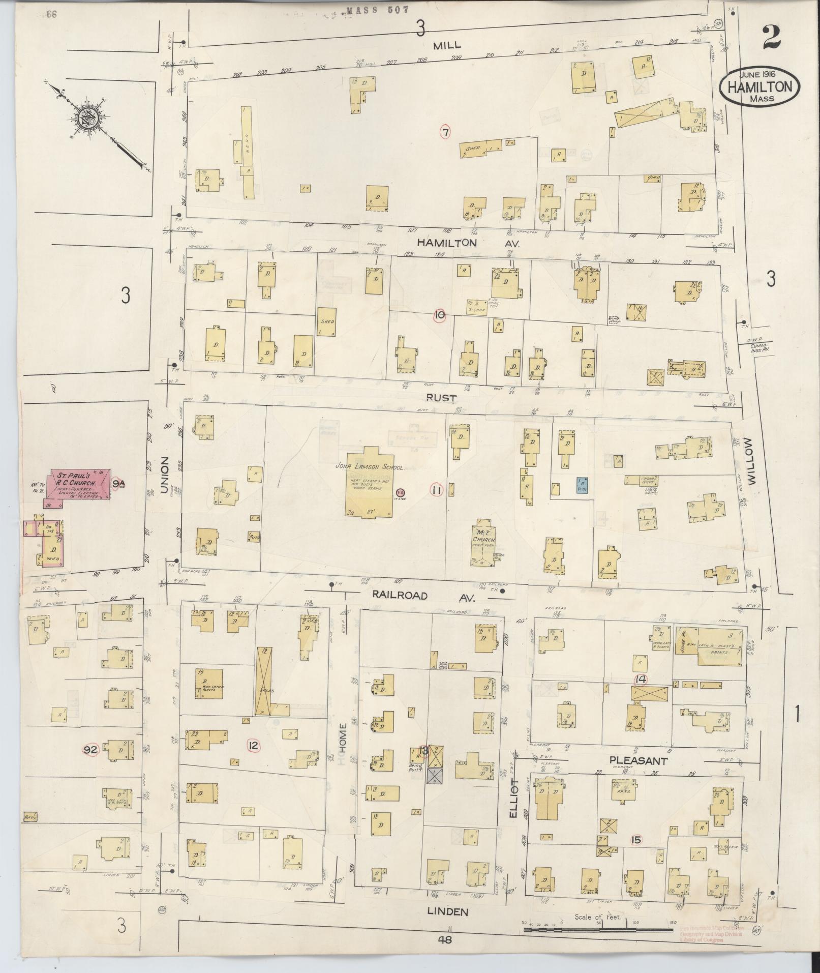 Sanborn Fire Insurance Map from Hamilton, Essex County, Massachusetts (1940), Sheet #0002 - Complete Map Set gallery image, historic Sanborn map, vintage wall art, Massachusetts Massachusetts