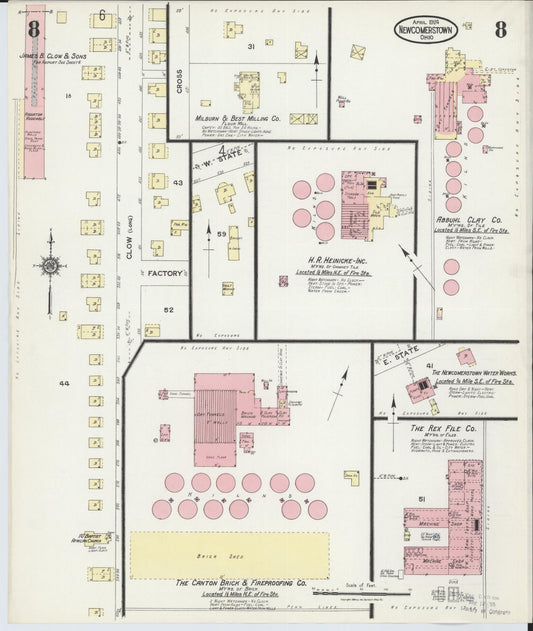 Sanborn Fire Insurance Map from Newcomerstown, Tuscarawas County, Ohio (1924), Sheet #0008 - Historic Sanborn Fire Insurance Map Print, vintage old map wall art, antique decor, genealogy gift, Ohio Ohio map