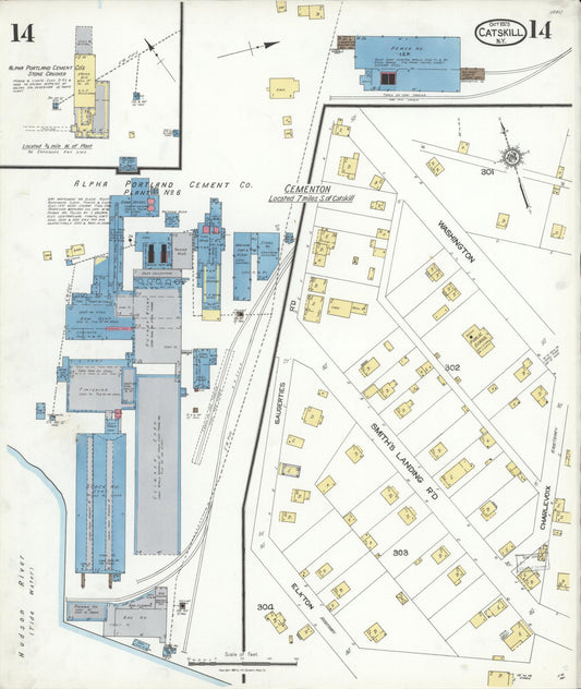 Sanborn Fire Insurance Map from Catskill, Greene County, New York (1923), Sheet #0014 - Historic Sanborn Fire Insurance Map Print, vintage old map wall art, antique decor, genealogy gift, New York New York map