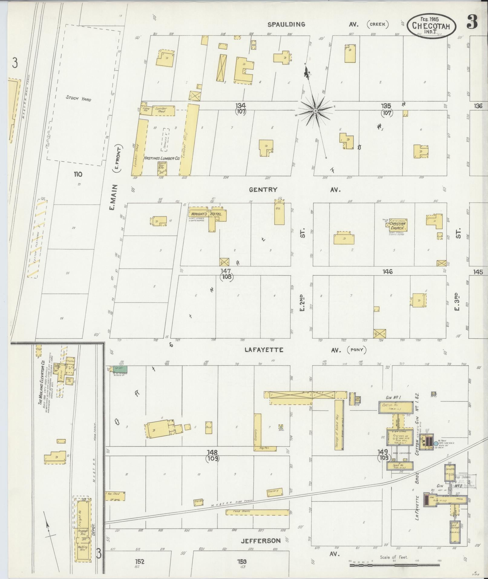 Sanborn Fire Insurance Map from Checotah, McIntosch County, Oklahoma (1905), Sheet #0003 - Complete Map Set gallery image, historic Sanborn map, vintage wall art, Oklahoma Oklahoma